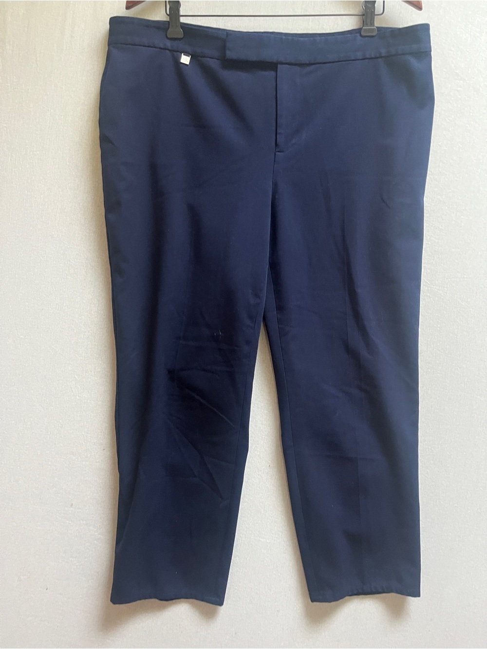Lauren Ralph Lauren Classic Flat Front Cropped Dress Pants Navy Plus Size 14W
